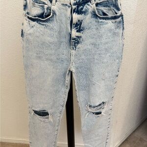 Zara Light Blue Distressed Boyfriend Jeans